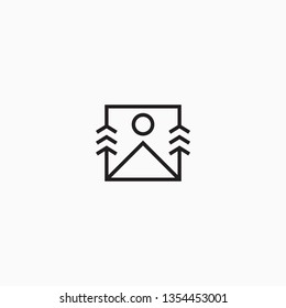 Mountain View Logo Design Template. Peak, Pine, Frame flat Vector