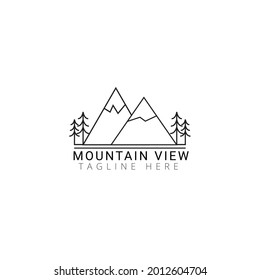 Design des Bergsicht-Logos, Vektorgrafik des Naturelements, Logo-Design-Vorlage