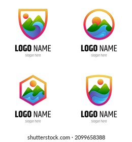 mountain view logo set, nature logo collection