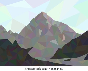 Mountain view in modern low poly style
