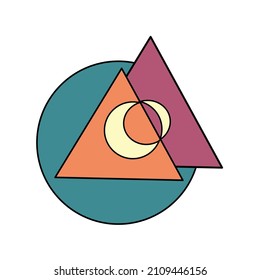 Logo abstracto geométrico de Mountain View en la noche 