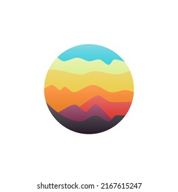 Mountain view, Paper cut style. Flat abstract design. Scandinavian style illustration. Hand drawn trendy vector. Cool Background