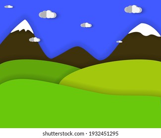 vista de montaña en estilo de corte de papel.ilustración vectorial