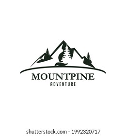Mountain view and pine logo design