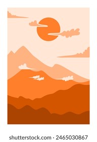 mountain view poster, 2d illustration of mountains