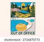 Mountain view from resort artwork. Keep nature wild. Mountain artwork for apparel, sticker, batch, background, poster and others. Mountain Outdoors t shirt vector design.