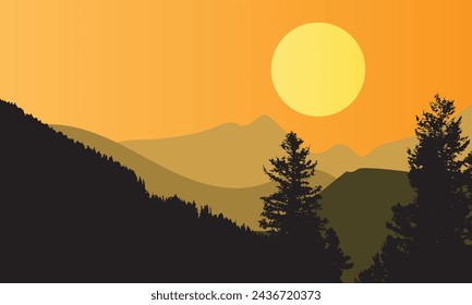 Mountain view with the Sun in the afternoon