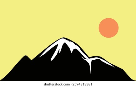 mountain view with sun flat design