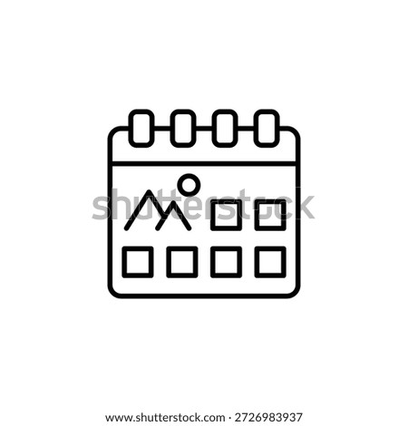 Mountain View Trip Planning Calendar Outline Icon Symbol