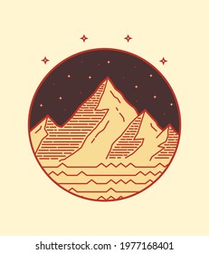 Mountain view vector design and sparkling night stars