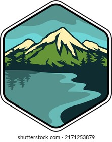Bergsicht, Vektorlogo, Außenlogo, Premium-Logo, Vektorgrafik