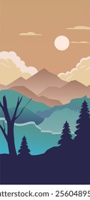 Mountain view vertical background illustration