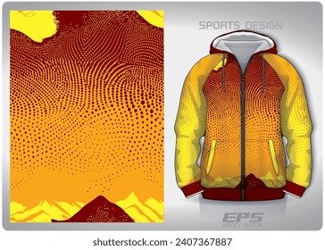 Mountain view yellow polka dot sky pattern design, illustration, textile background for sports t-shirt, football jersey shirt mockup for football club. consistent front view