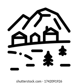 mountain village icon vector. mountain village sign. isolated contour symbol illustration