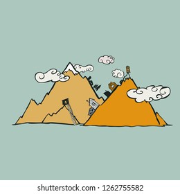 mountain village. simple element
 mountain