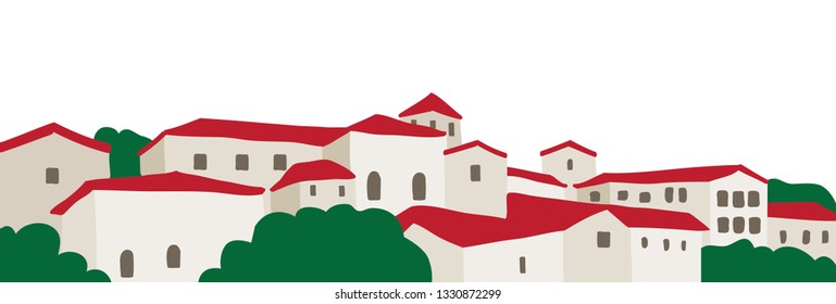 mountain village, vector 