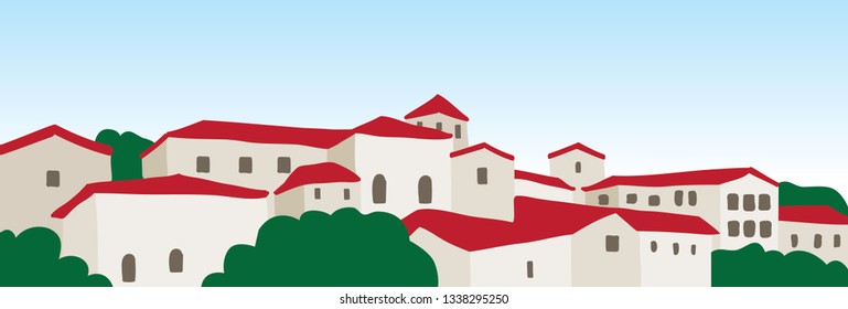 mountain village, vector