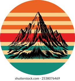 mountain vintage background vector art illustration t-shirt design