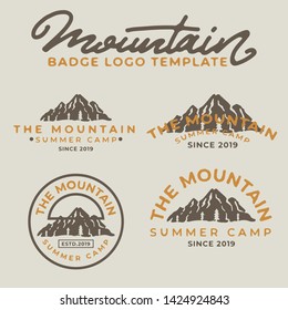 mountain vintage badge logo design template vector