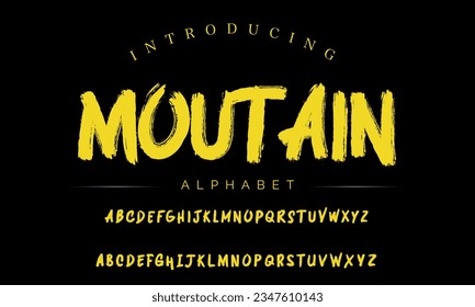 Mountain Vintage Brush Script Modern Alphabet. Retro Typeface. Textured unique brush in alphabet style. Letters.Vector Alphabet. Exclusive Custom Letters.