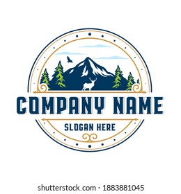 Mountain Vintage Circle Badge Logo Template