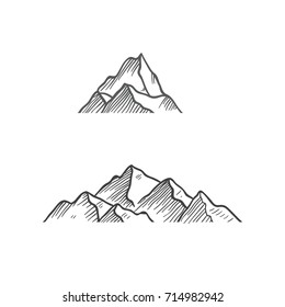 mountain vintage draw vector illustration sketch logo set