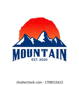 mountain vintage with gradation color logo design template vector