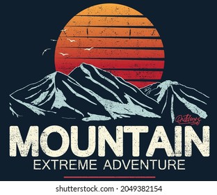 Mountain vintage graphic print design for apparel, poster, sticker and others. 