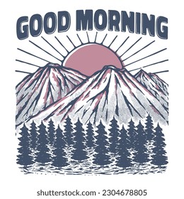 mountain vintage illustration for t-shirt and print