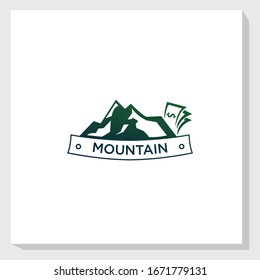 mountain vintage logo template design vector