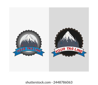 mountain vintage logo two logos of mountains and a tag that says your tag on it