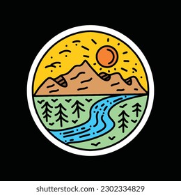 Logotipo de cosecha de montaña Vector Ilustración de diseño gráfico Indicador circular Símbolo e icono
