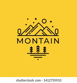 Mountain vintage simple flat monoline logo design