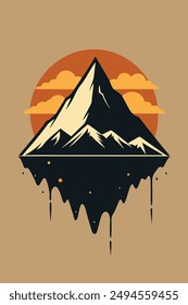 Mountain vintage with splash ink for your tshirt design, apparel design, community or your background