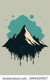 Mountain vintage with splash ink for your tshirt design, apparel design, community or your background