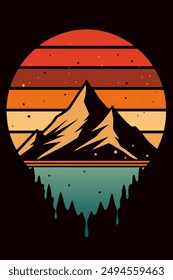 Mountain vintage with splash ink for your tshirt design, apparel design, community or your background