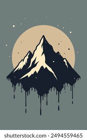 Mountain vintage with splash ink for your tshirt design, apparel design, community or your background