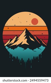 Mountain vintage with splash ink for your tshirt design, apparel design, community or your background