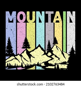 Mountain vintage t-shirt, Mountain illustration, outdoor adventure, Vector graphic for a t-shirt.