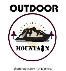 Mountain Vintage Vector Template Logo, Mountain illustration, outdoor adventure. Vector graphic for t shirt. Outdoor logo design template for the community of nature lovers