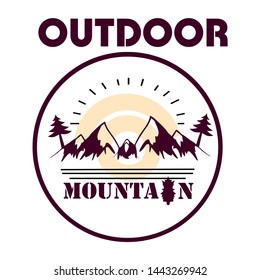 Mountain Vintage Vector Template Logo, Mountain illustration, outdoor adventure. Vector graphic for t shirt. Outdoor logo design template for the community of nature lovers