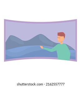 Mountain Virtual Tour Icon Cartoon Vector. Online Walk. Agency Travel