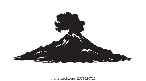 A mountain with a volcano on top