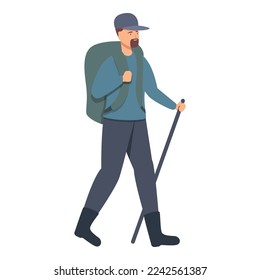 Mountain walking icon cartoon vector. Sport winter. Equipment activity