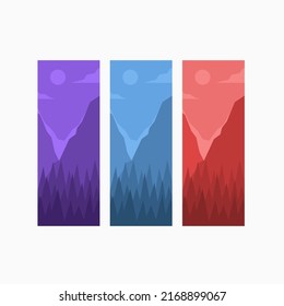 arte de pared de montaña conjunto de diferentes colores