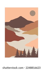 Mountain Wall Decoration. Abstract Landscape Printable Wall Art. Boho Landscape Printable Art