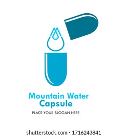 Mountain water capsul logo design template illustration. there are mountain water and capsul. this is good for medical, factory, industrial, education etc