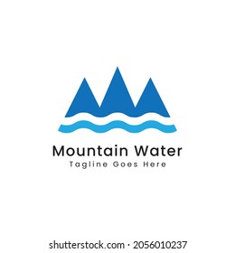 diseño del logotipo combinado de montaña y agua