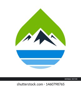 mountain and water drop icon vector