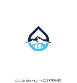 Diseño de logotipo de Vector de caída de agua de montaña

